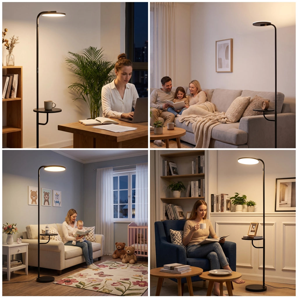 ZMH Lampada da Terra LED 30W 174cm Nera con Telecomando per Soggiorno