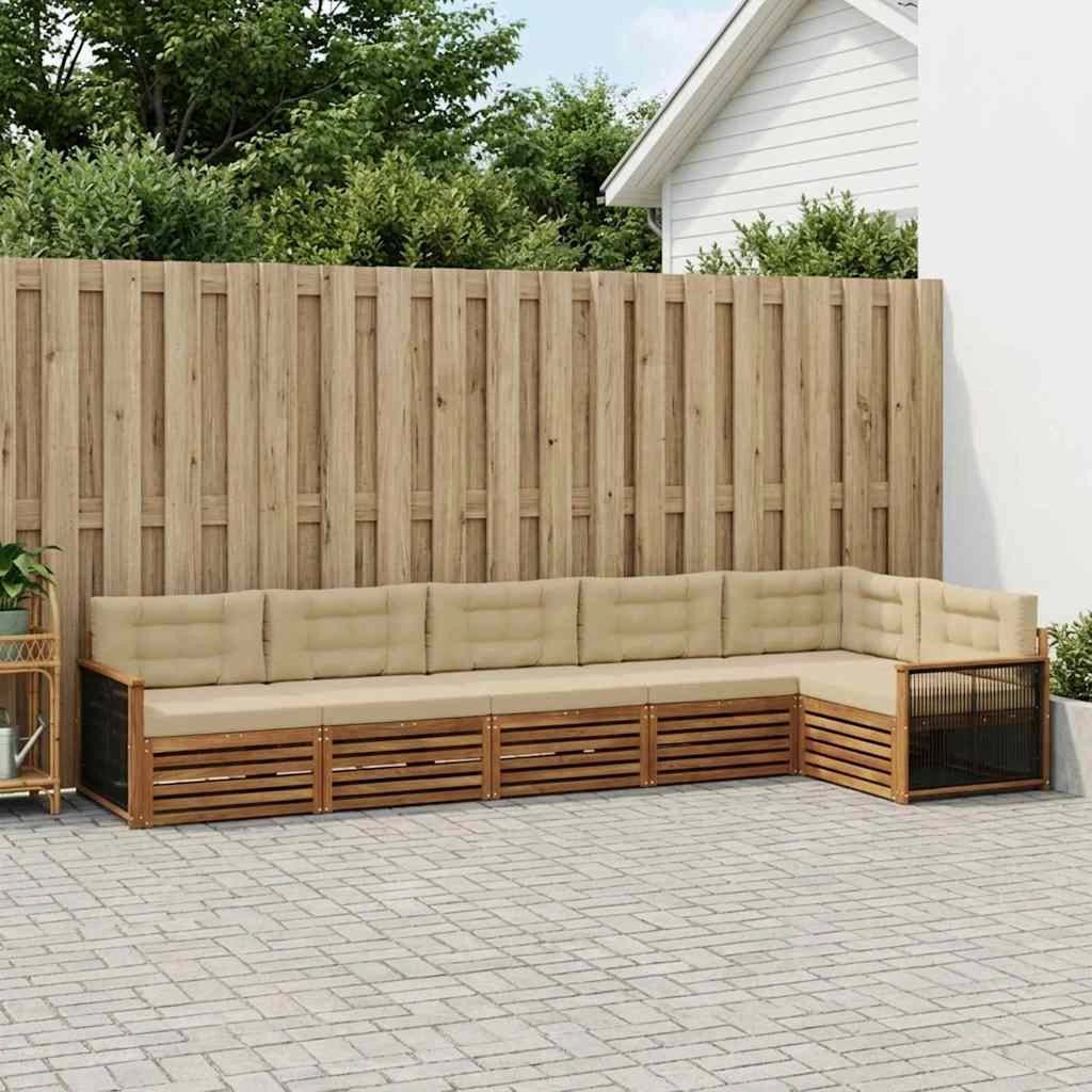 Set di divani da esterno 6 pz Naturale e Beige 3383416