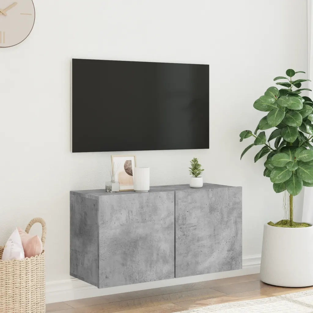Mobile TV a Parete-Mobile TV a Muro Grigio Cemento 80x30x41 cm