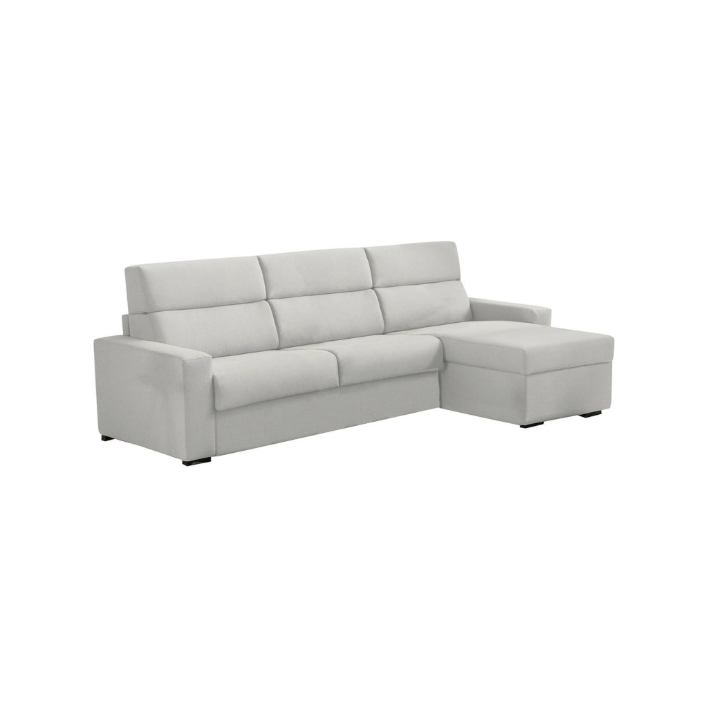 Vigonovo, Divano Fisso con Penisola Sfoderabile Made in Italy, 280x160 cm Grigio Chiaro