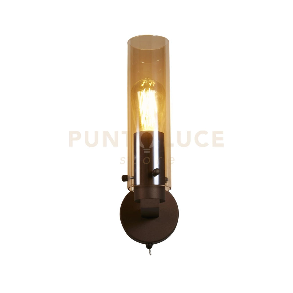 Lampada da parete Sweden II 1Lt - Metallo moka e vetro ambra