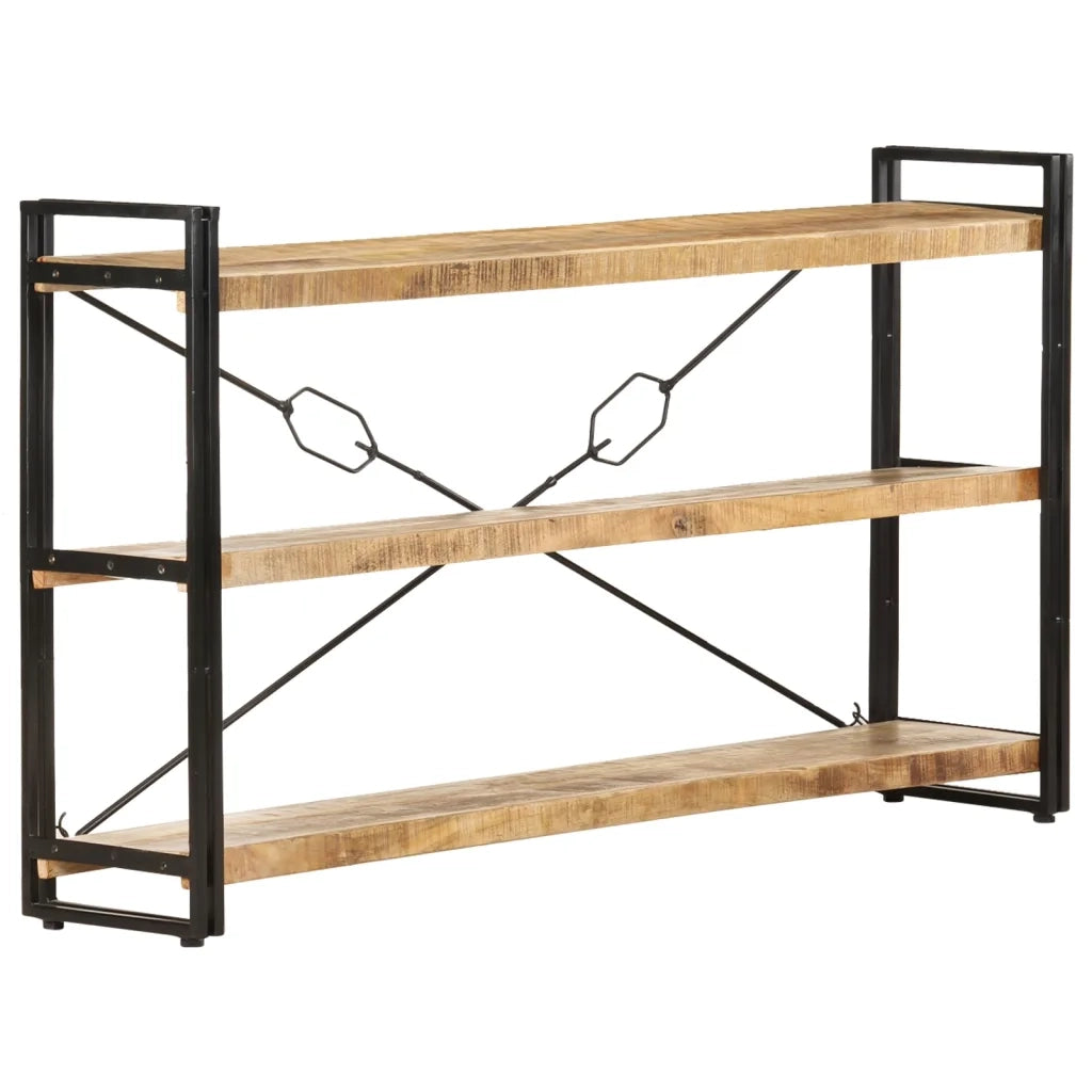 Libreria a 3 Ripiani-Scaffale per Libri-Mobile di Stoccaggio 140x30x80 cm in Legno Massello di Mango
