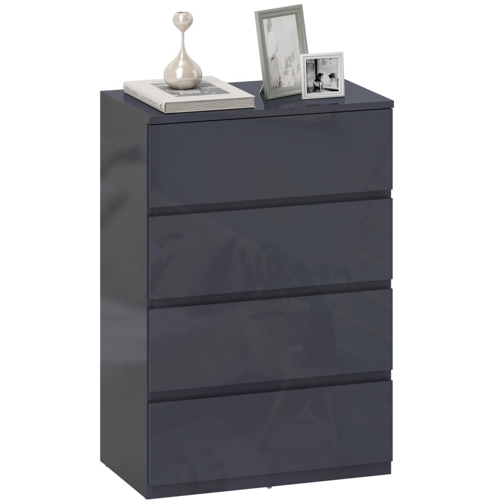 Cassettiera 4 Cassetti ¨C zephmum ¨C Grigio Lucido 55x34x80 cm