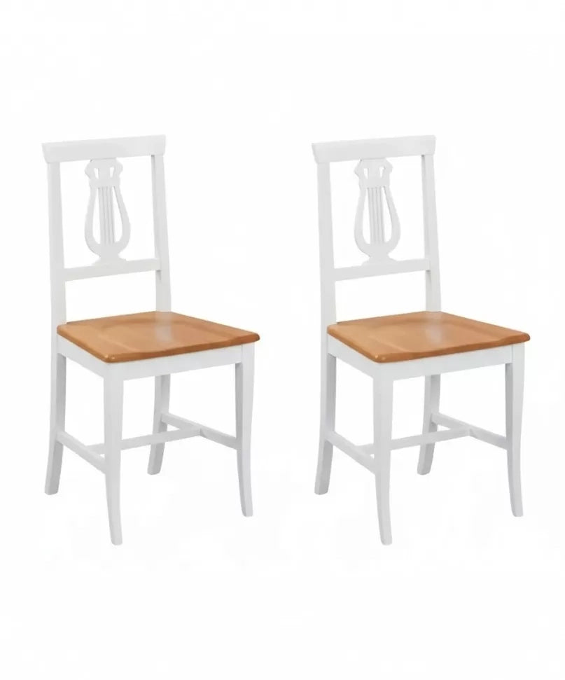Set 2 sedie a lira legno shabby bicolore con seduta legno - Mobili 2G