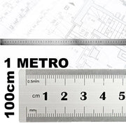 Trade Shop - Righello Metro 1mm A 100cm Metallo Acciaio Riga Multifunzione Segnatura Cm Inch -