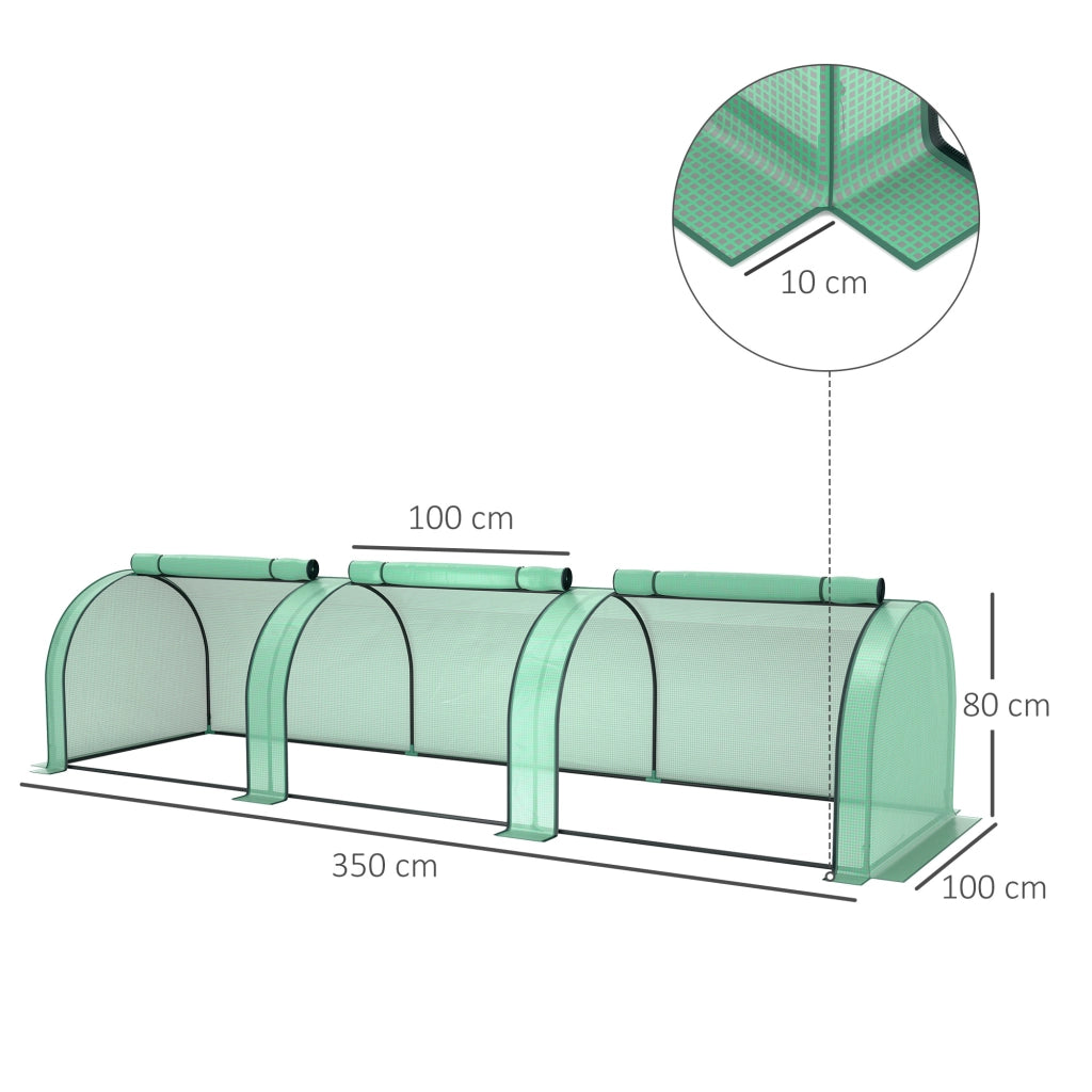 Serra da Giardino Tunnel ¨C Zephmum ¨C Acciaio Plastica PP Verde 3x1x0.8 m