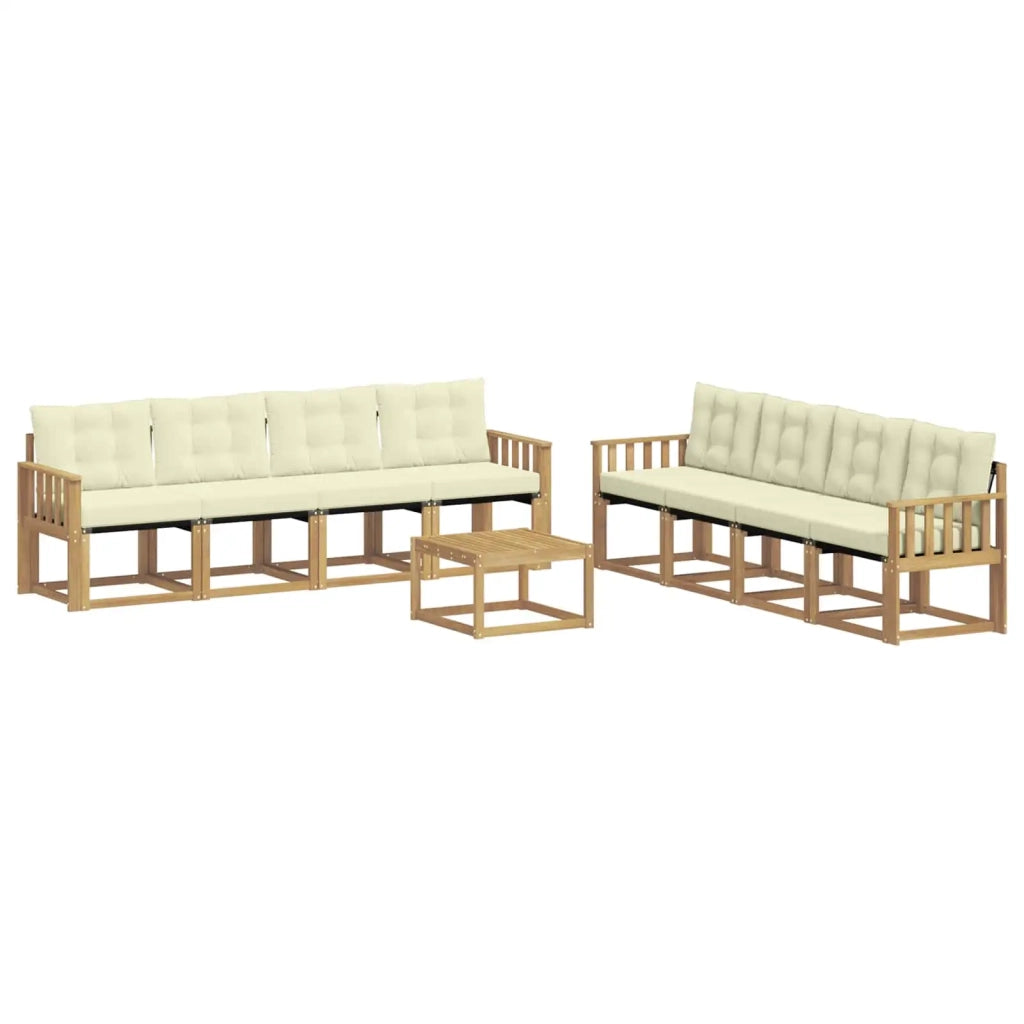 Set di divani da esterno con cuscino 9 pcs Bianco e Crema