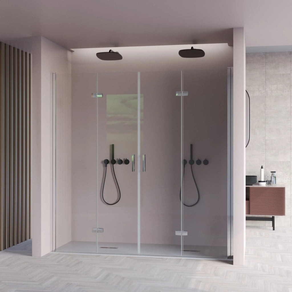 Porta doccia pieghevole ingresso centrale h195cm 6mm rea, misura 145