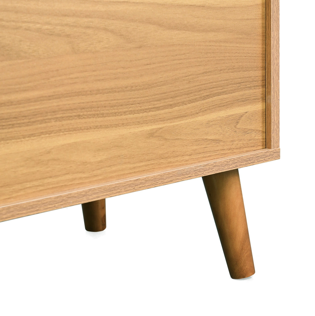 Cassettiera 120x76.5x40 cm con 6 cassetti; design retrò in truciolare; noce
