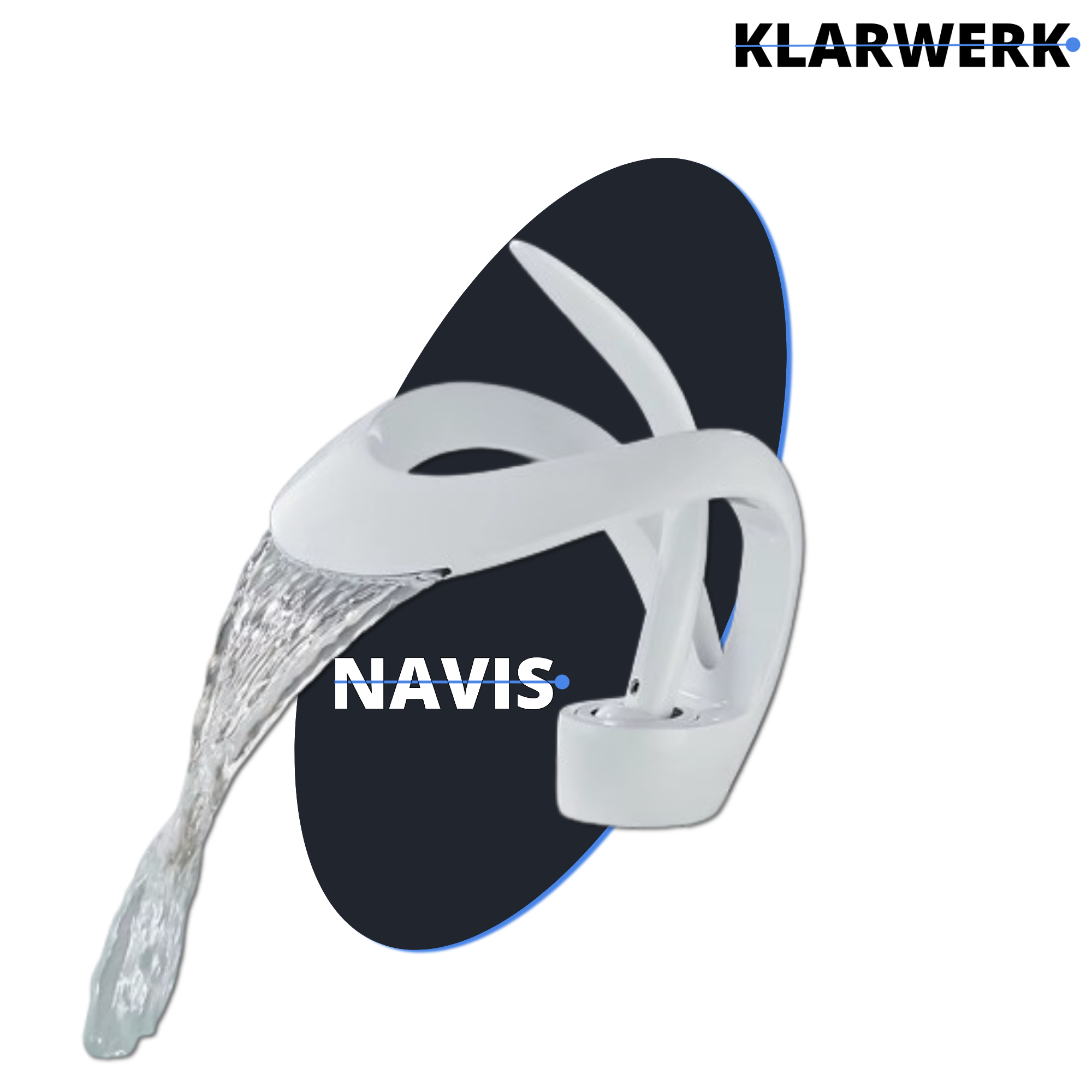 NAVIS | Rubinetto a cascata di design per bagno Rubinetto per bagno bianco | Elegante in acciaio inossidabile  per lavelli | Miscelatore  2 attacchi