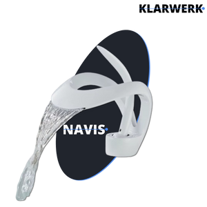 NAVIS | Rubinetto a cascata di design per bagno Rubinetto per bagno bianco | Elegante in acciaio inossidabile  per lavelli | Miscelatore  2 attacchi