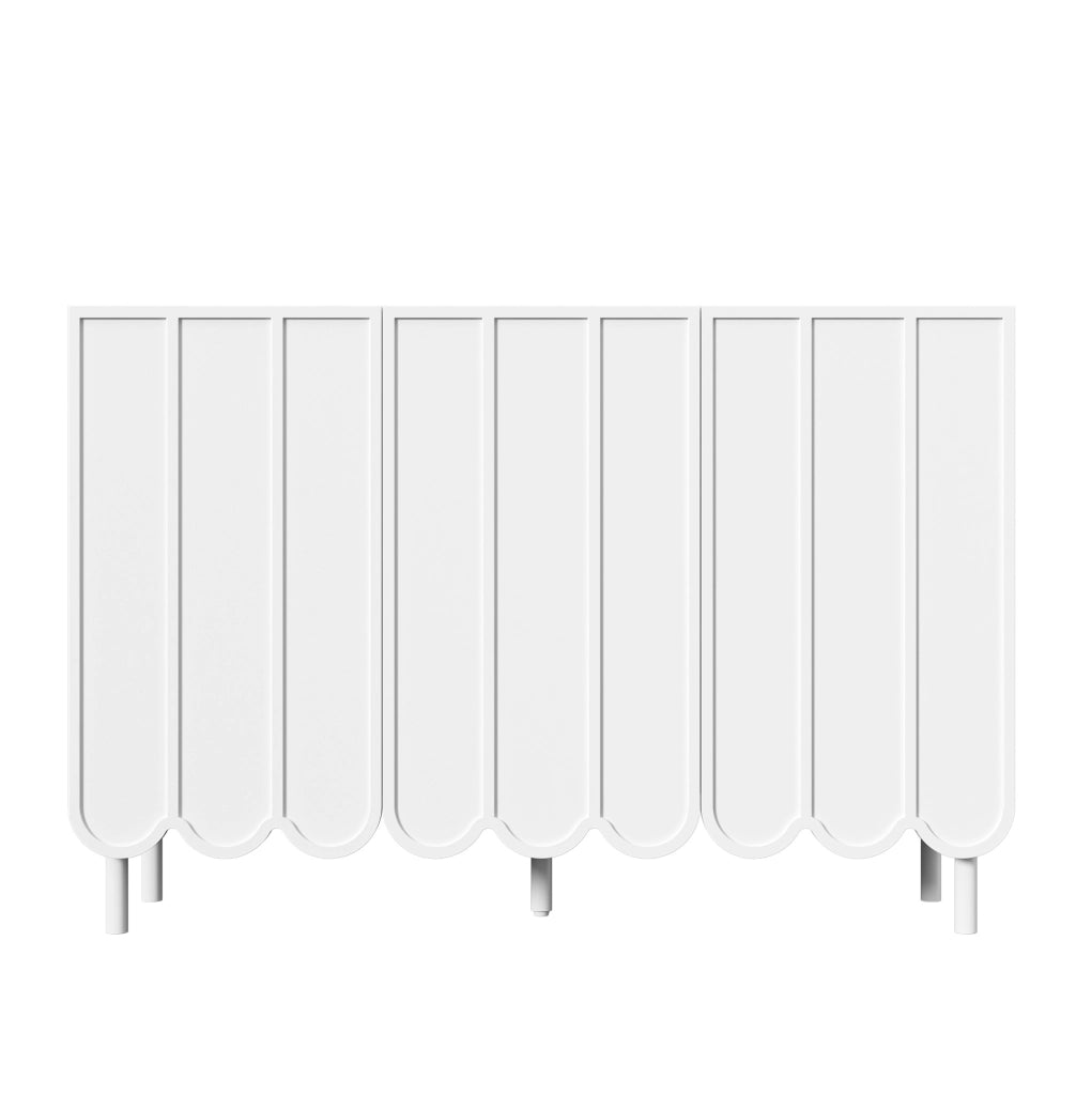 Credenza bianca con ante ondulate e ripiani regolabili 120x35x80 cm