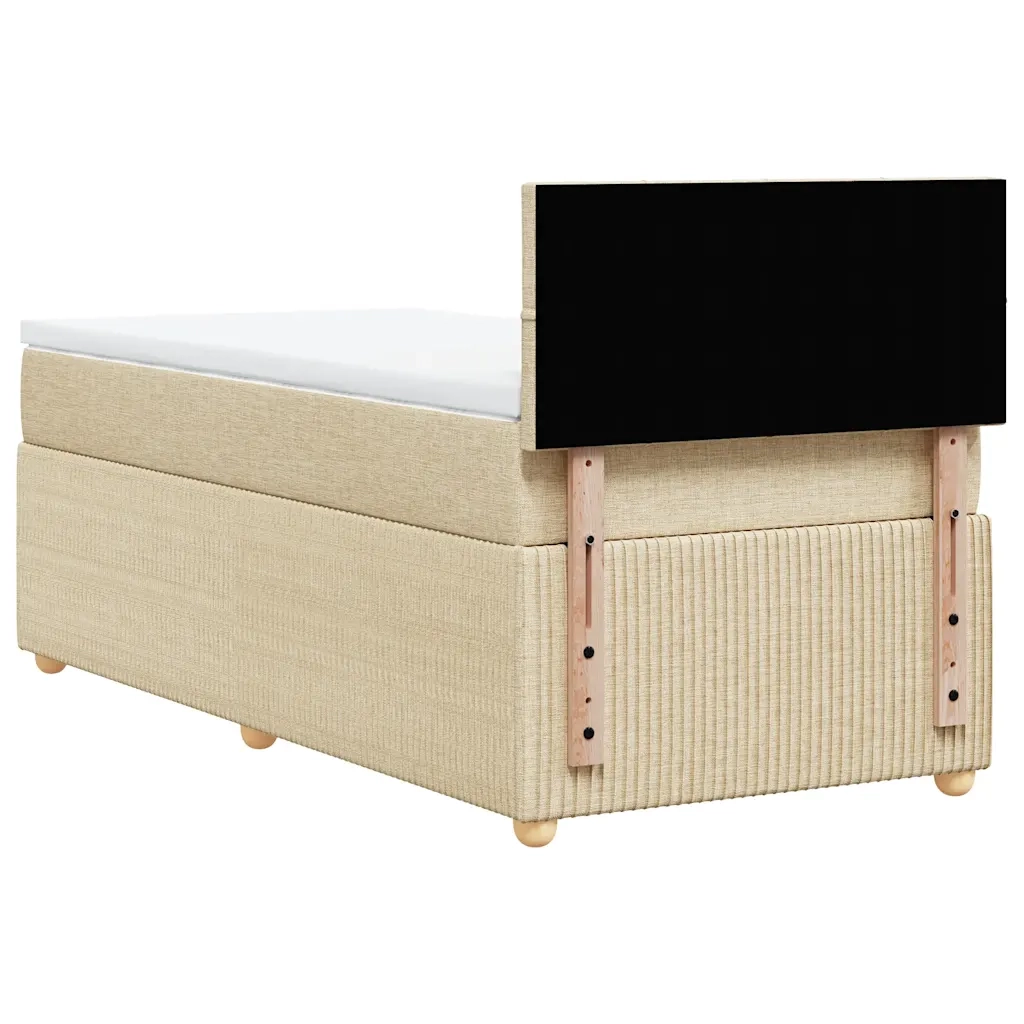 vidaXL Giroletto a Molle con Materasso Crema 100x200 cm in Tessuto