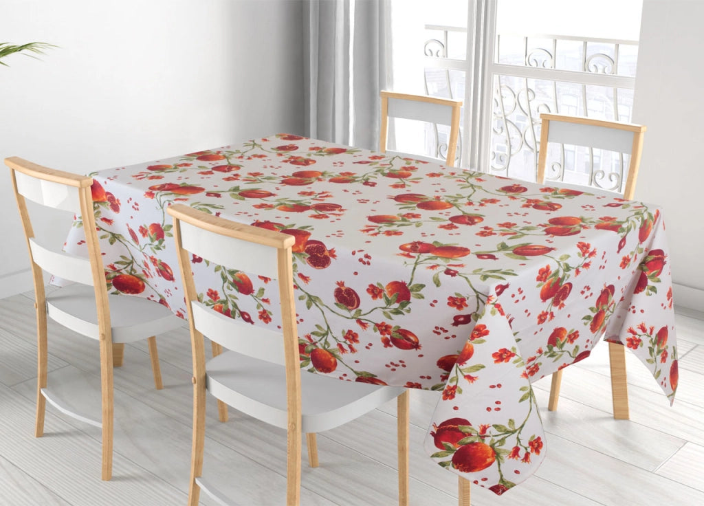 Tovaglia Per Salotto Cucina Tavolo In Cotone Made In Italy Fantasia Melograno - 140x240 - Melograno