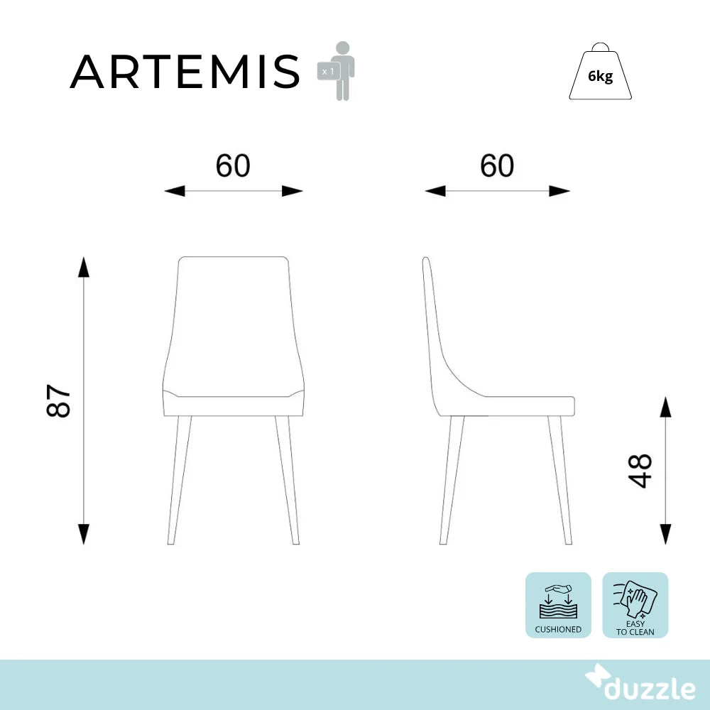 Set di 4 sedie da pranzo imbottite in microfibra ruggine Artemis con struttura in metallo facili da pulire | Duzzle