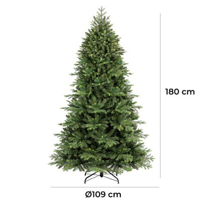 Albero di Natale Artificiale Realistico 180 cm 966 Rami Apertura a Ombrello Verde