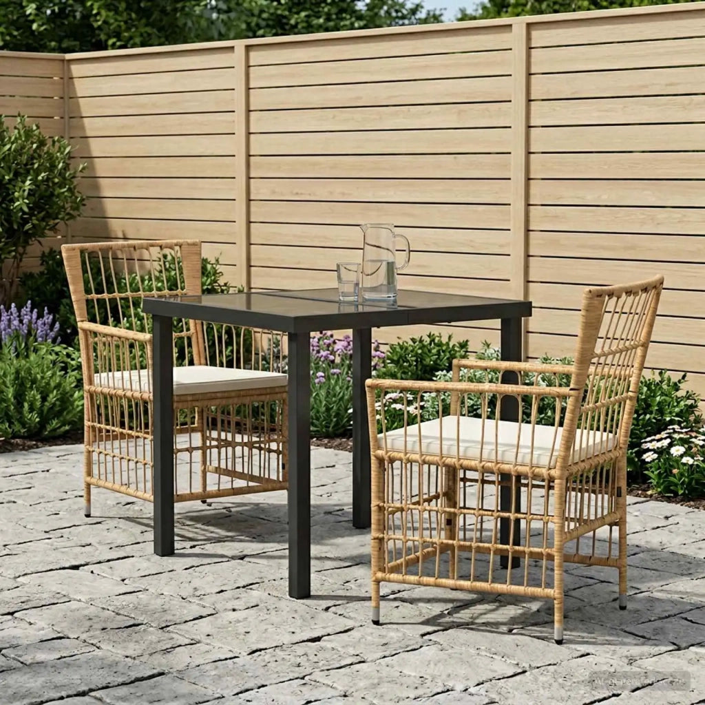 Set da pranzo per esterni 3 pz Naturale polyrattan 3448918