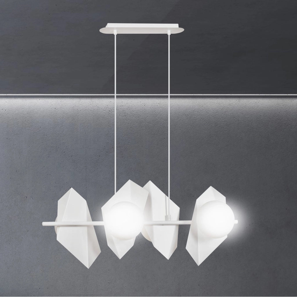 Lampada a sospensione Drifton in acciaio bianco