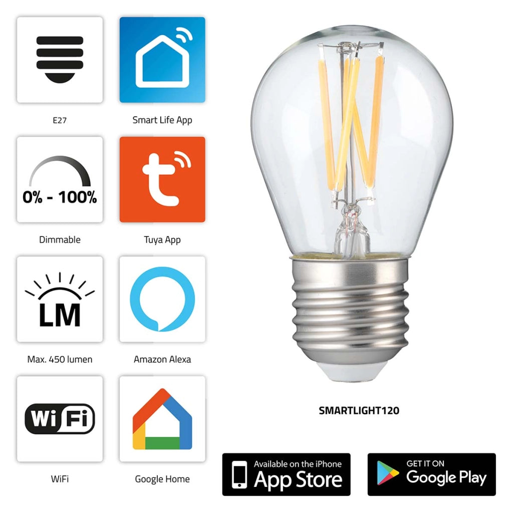SMARTLIGHT120 Lampada LED intelligente a filamento con Wi-Fi 4,5W Trasparente Alecto