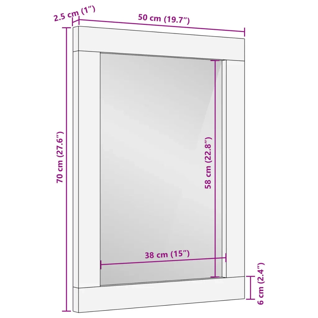 Specchio da Bagno 50x70 cm in Legno Massello di Acacia e Vetro 377593