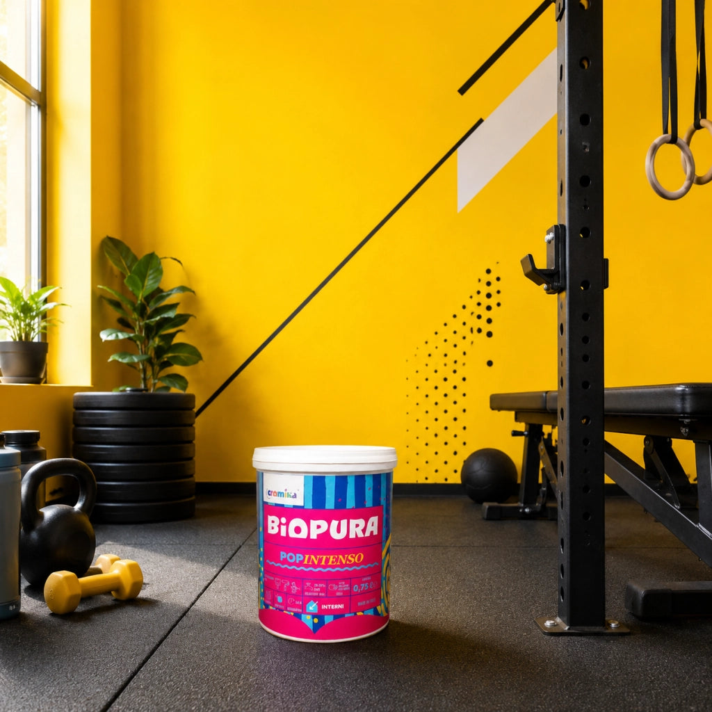 Popintenso palestra e decori interni pittura murale lavabile e coprente cromika *** formato 0,750 lt, colore- giallo ...