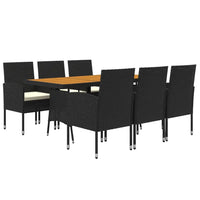 Set da Pranzo per Esterni 7 pz in Polyrattan Nero 3120108