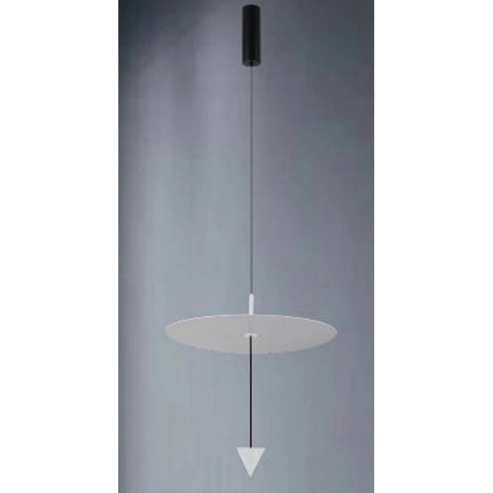 Trade Shop - Lampadario A Sospensione Lampada 12w Luce Led 4000k Disco ø23.5cm Cono Bianco 32972 -