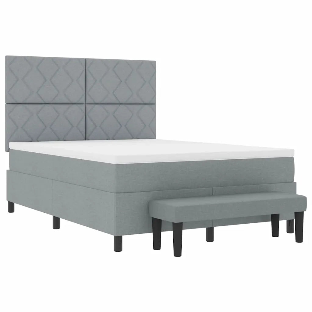 Letto a molle con materasso Grigio chiaro 140 x 190 cm Tessuto 3344142