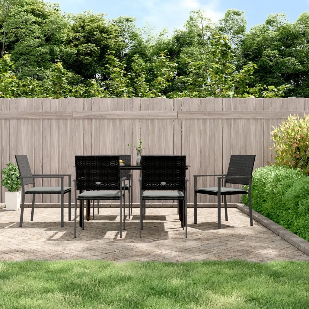 Set Pranzo da Giardino 7 pz con Cuscini in Polyrattan e Acciaio