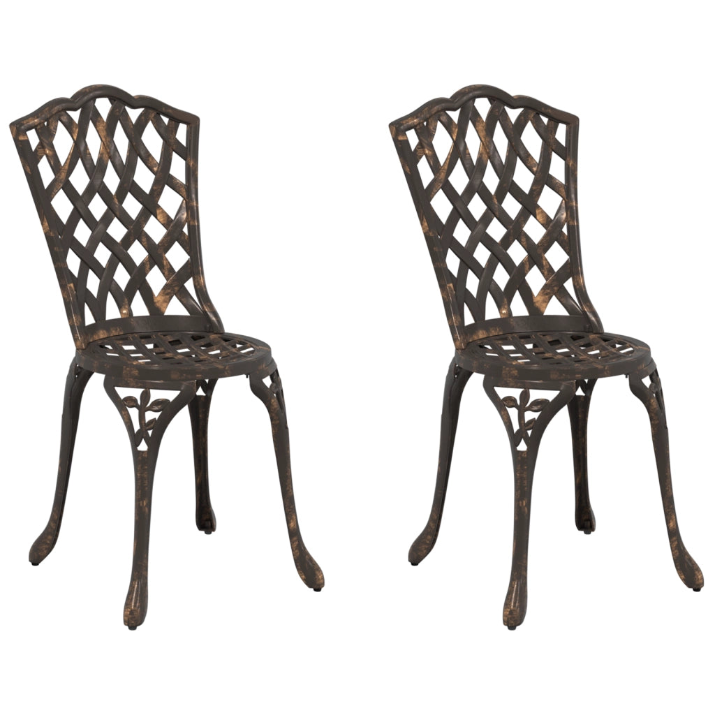 Sedie da giardino  2 pz in alluminio fuso bronzo