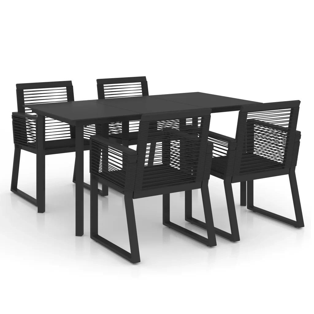 Set da Pranzo da Giardino 5 pz in Rattan PVC Nero 3058285