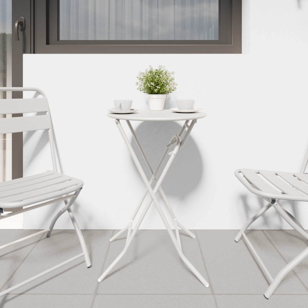 Tavolo da Giardino Pieghevole Bianco Ã˜50x72 cm Acciaio