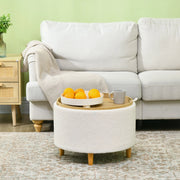 Pouf rotondo contenitore con coperchio ribaltabile; ?56 x 42 cm; poliestere bianco