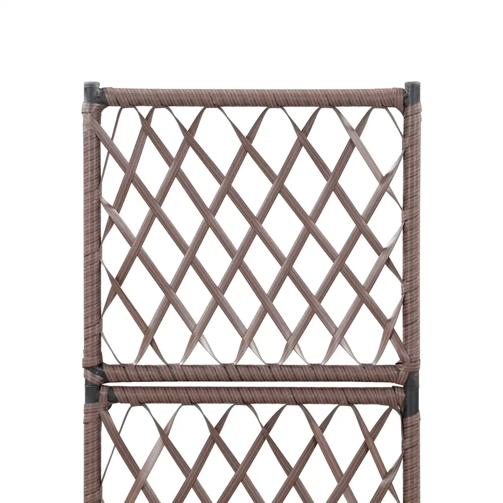 Letto Rialzato Traliccio 1 Fioriere | Cassetta per fiori | Vaso 30x30x107cm Polyrattan Marrone