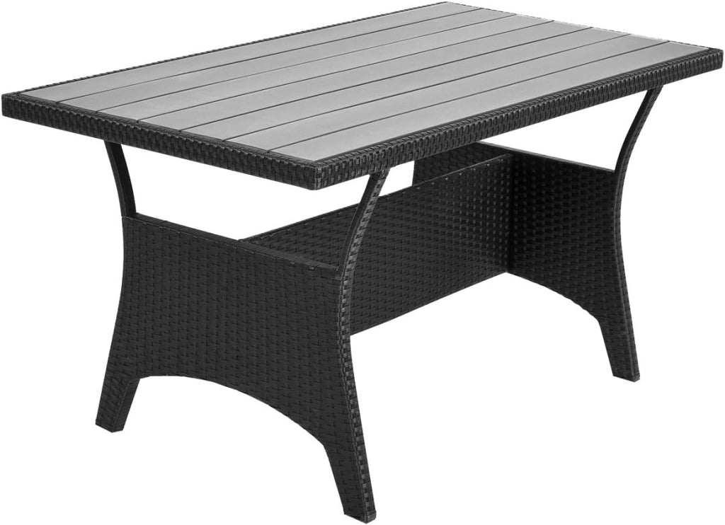 Set di Mobili Outdoor Salottino Esterno Polyrattan Lounge Tavolo da Pranzo Panca d'angolo 2 Sedie da Giardino