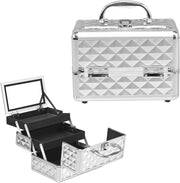 Valigetta per Cosmetici, Scatola Trucchi Professionale, Valigetta per Trucchi, con Specchio, Beauty Case, Pieghevole e Portatile, 23 x 15 x 18 cm