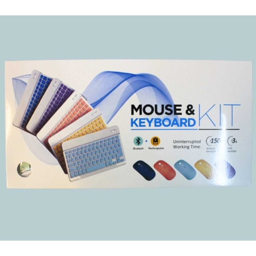 Trade Shop - Set Mini Tastiera Mouse Wireless Bluetooth Ricaricabile Design Sottile Colorato Con Luci -