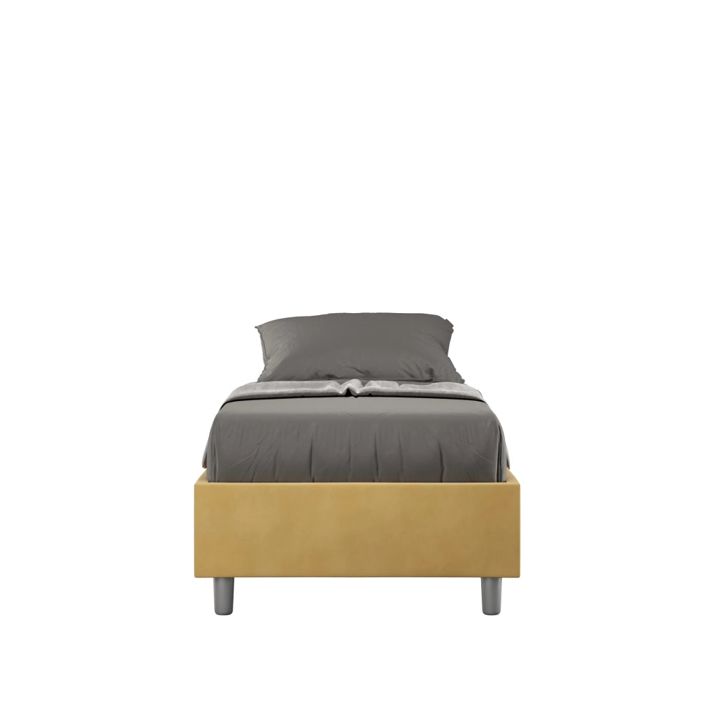 BS COM Letto singolo contenitore imbottito 80x190 microfibra ocra