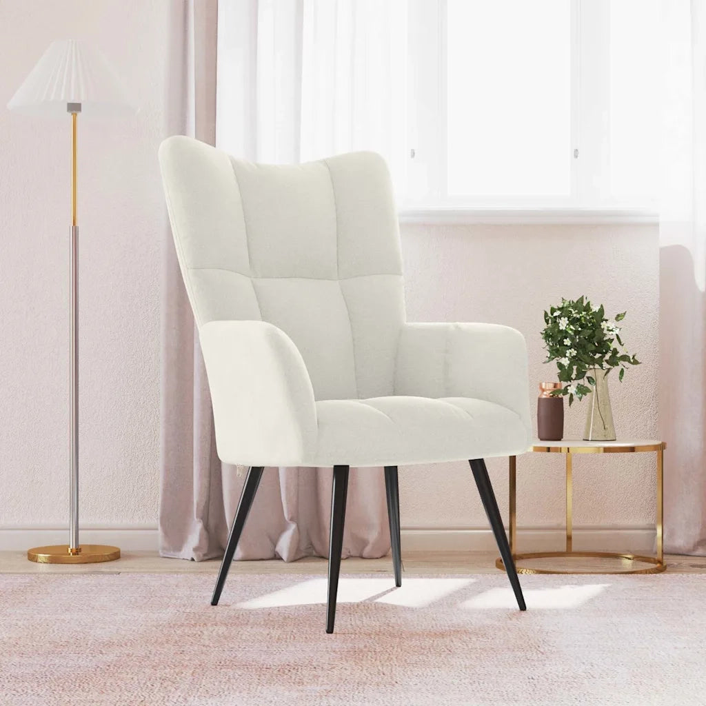Sedia Relax Bianco Crema Velluto 328082