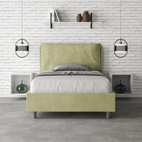 Letto 1 Piazza E Mezzo 120x210 cm con Rete e Contenitore Imbottito in Microfibra Antea Large Tè Verde