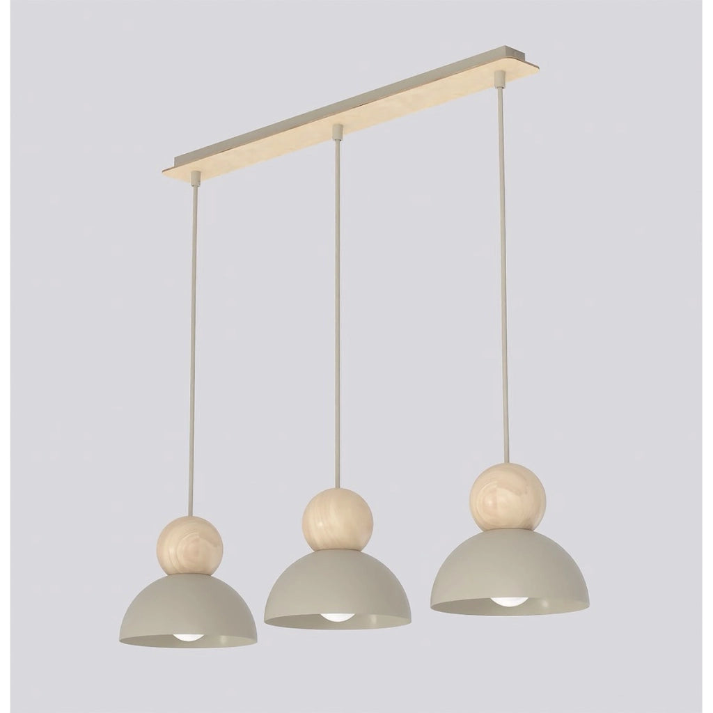 Lampada a sospensione Kaki in acciaio e legno color moka