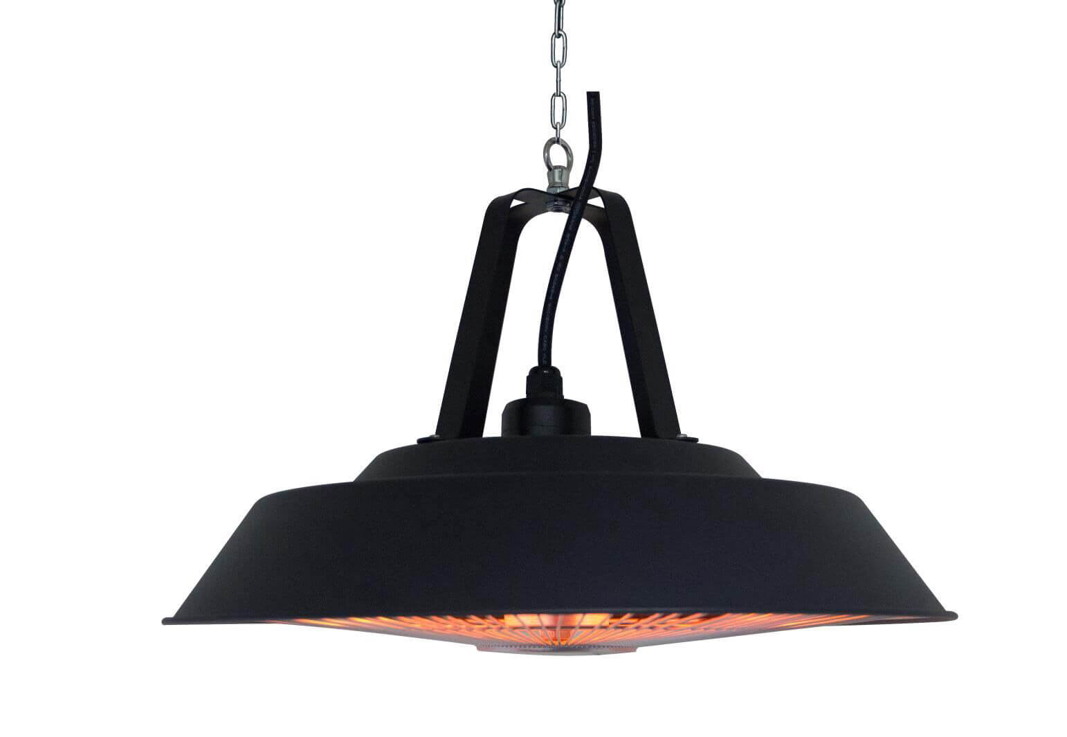 Stufa Elettrica ad Infrarossi Ø42,5 cm a Sospensione da Soffitto 1500W Nera