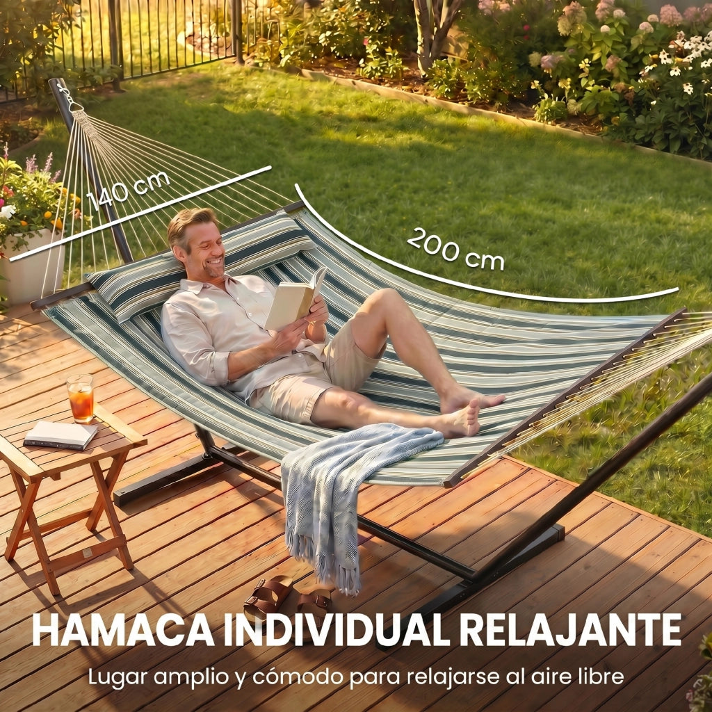 Amaca da Giardino Portatile con Cuscino ¨C zephmum ¨C Verde 353x94x115 cm
