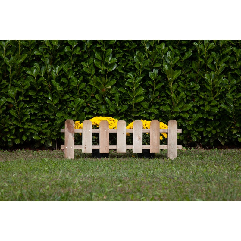 Bordura giardino in legno 15 pezzi totali 16,5 metri, steccato decorativo altezza 30/45 cm lunghezza 110 cm - Esterni da Vivere