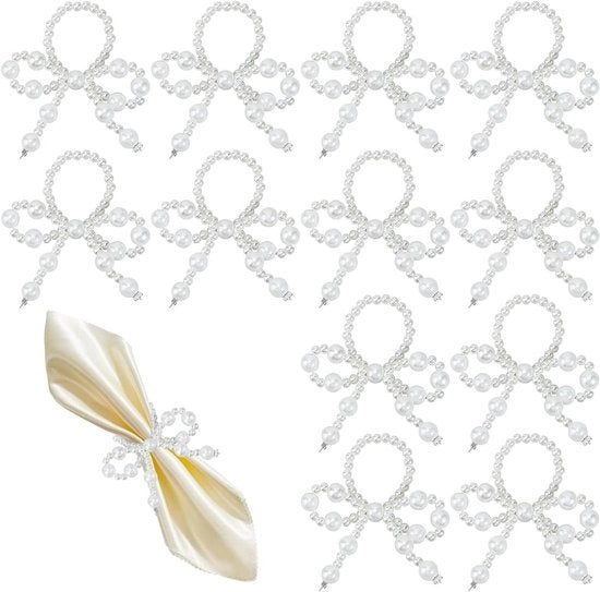 Set di anelli di servizio a forma di arco bianco - 12 pezzi per decorazione di matrimoni e feste