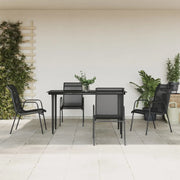 Set da Pranzo da Giardino 5 pz Nero in Acciaio e Textilene
