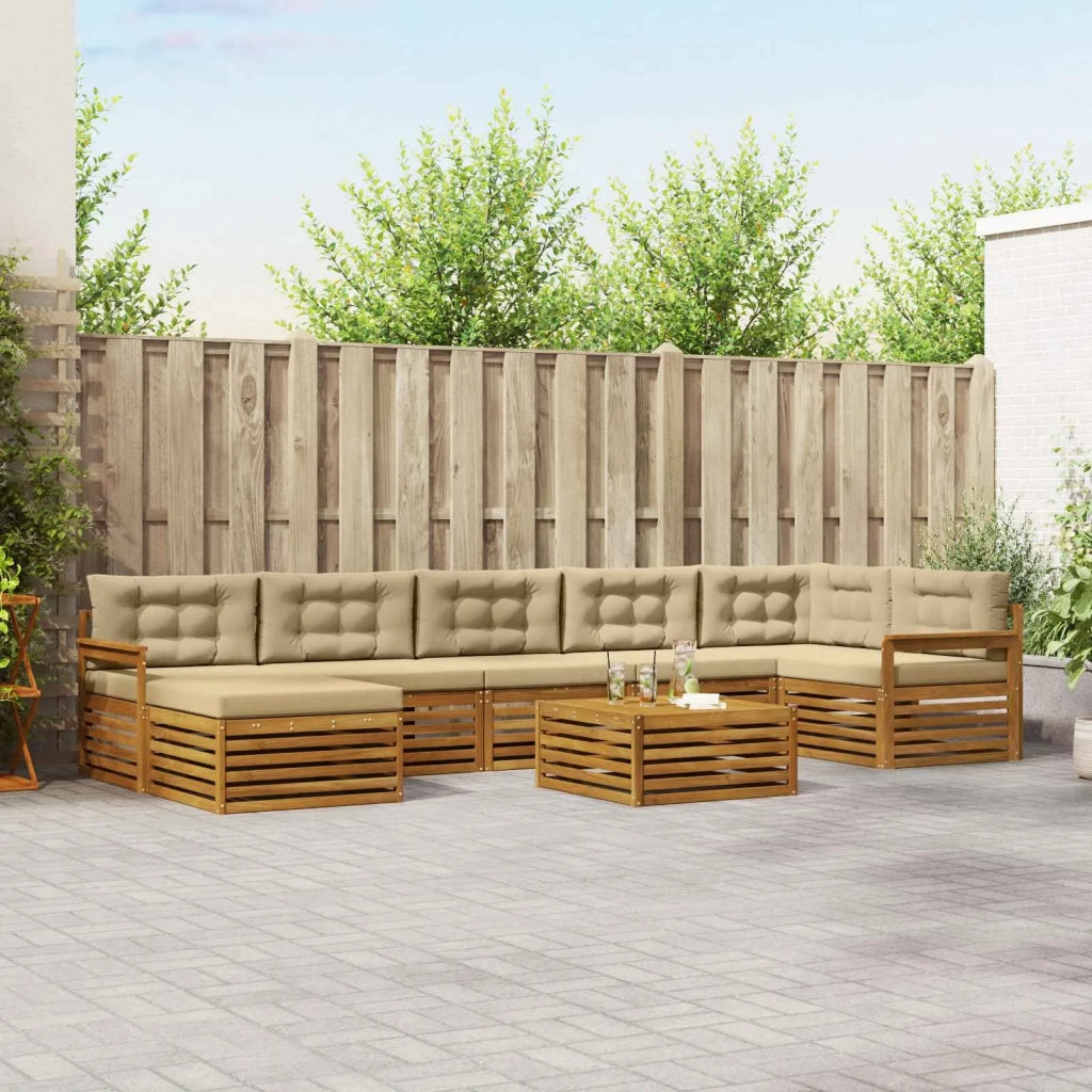 Set di divani da esterno con cuscino 8 pcs Naturale e Beige