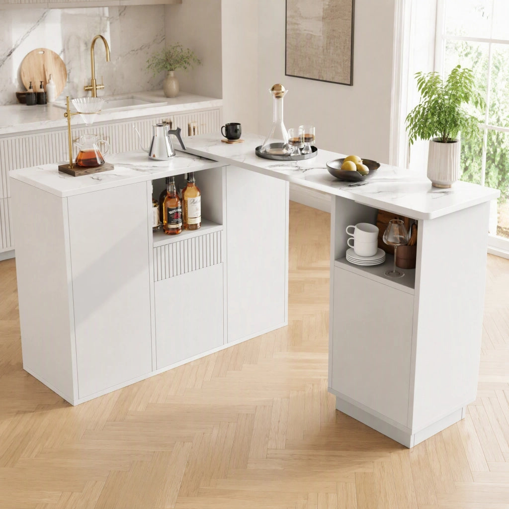 BANCONE BAR Girevole 210x30x100,9 cm MDF Bianco