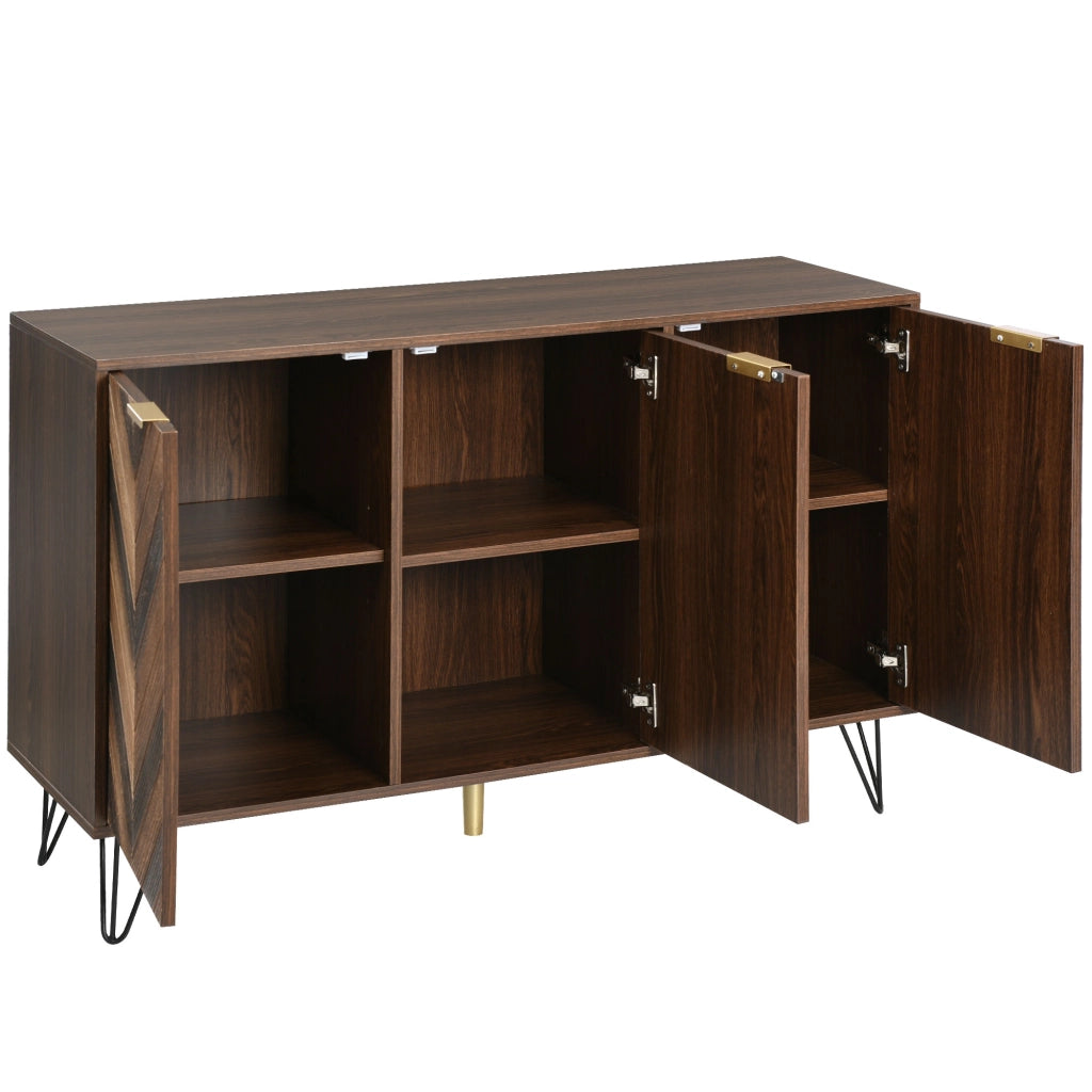 Credenza con 3 Ante in Legno Massello ¨C Xylo ¨C Bianco con Dettagli Dorati