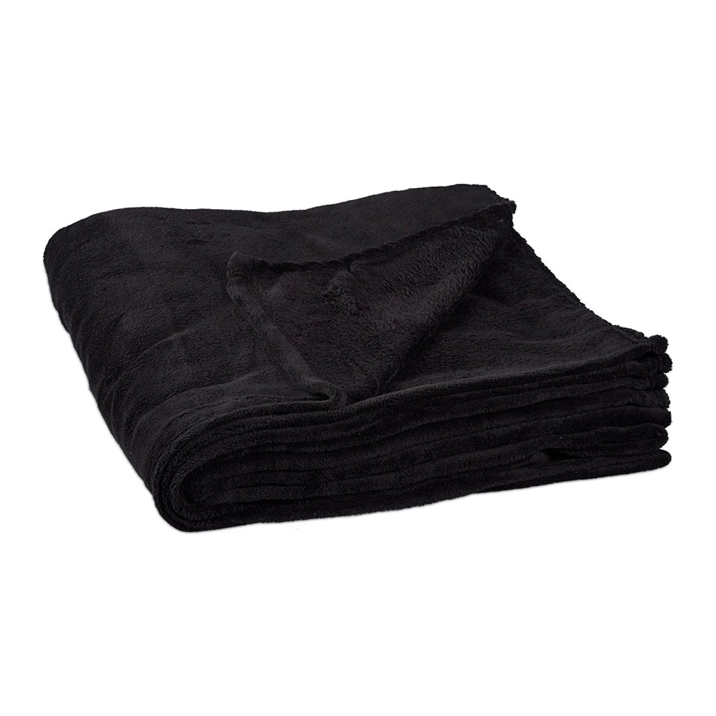 Coperta in pile grande morbida e lavabile 200 x 220 cm nera 2013087